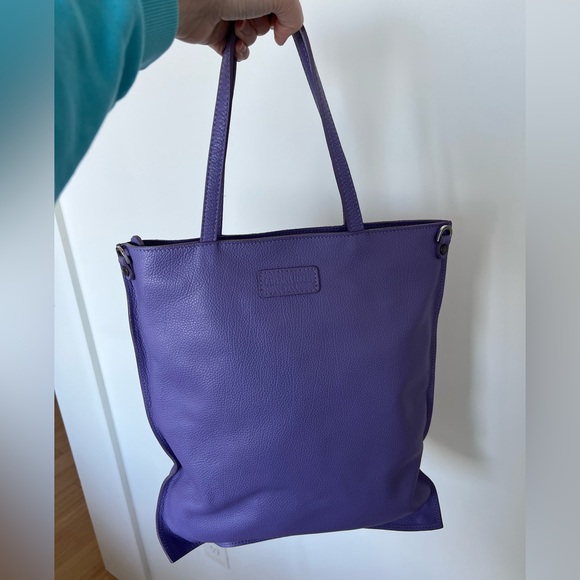 Purple real Leather Tote, made in Italy, shopper bag, genuine leather - Picture 1 of 15